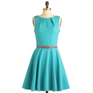 ModCloth Closet Teal Fit and Flare Dress
